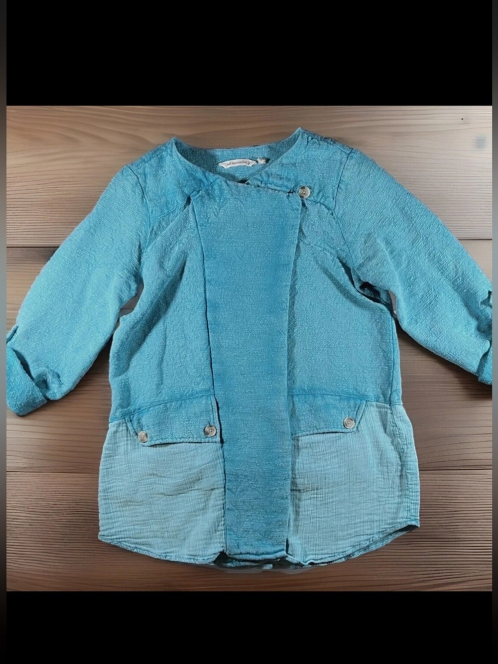SOFT SURROUNDINGS Shacket Womens Small Turquoise 100% Cotton Lightweight Blazer